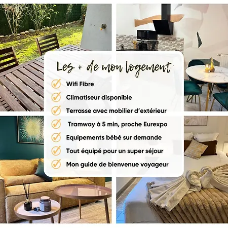 Emerald Chic - Terrace Fiber & Parking - 4 Guests - Ac Saint-Priest (Rhone)